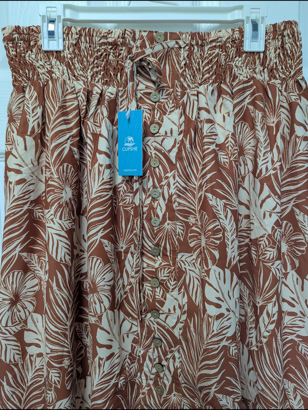 Cupshe Rust & Cream Tropical Print Wide-Leg Pants - Picture 2 of 8